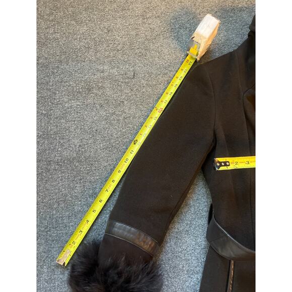 Mackage Isabel Brown Shearling Accent Wool Trench Coat Size S - Picture 12 of 14